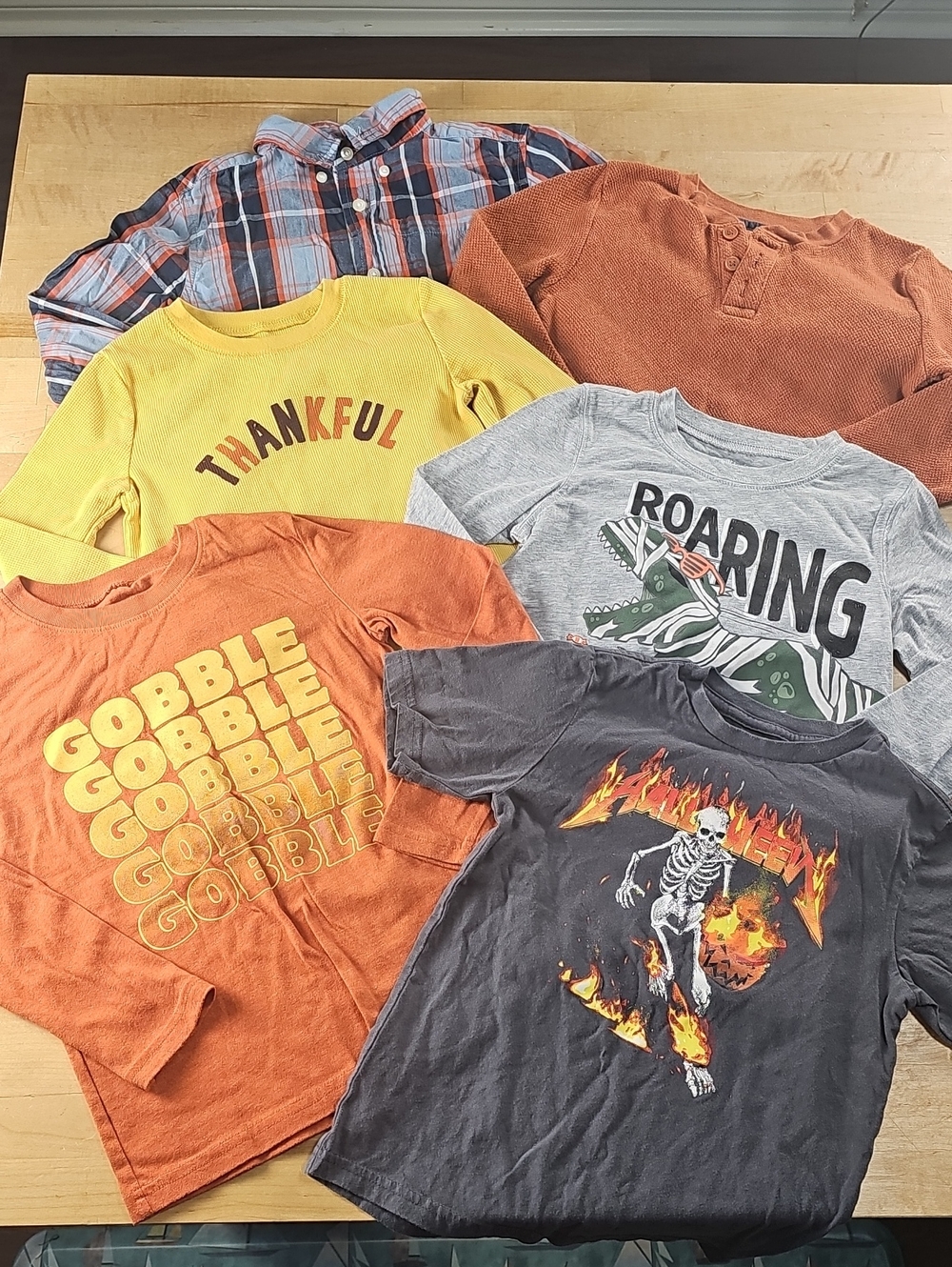 Boys Size 6 6/7 Fall Shirt Bundle 6 Pieces Thanksgiving Halloween